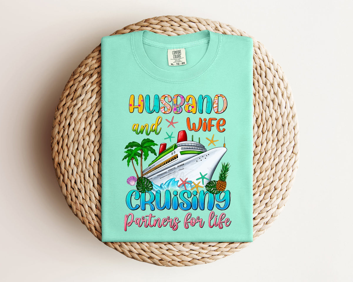 Husband and Wife Cruising Partners for Life Graphic Tee product image 1