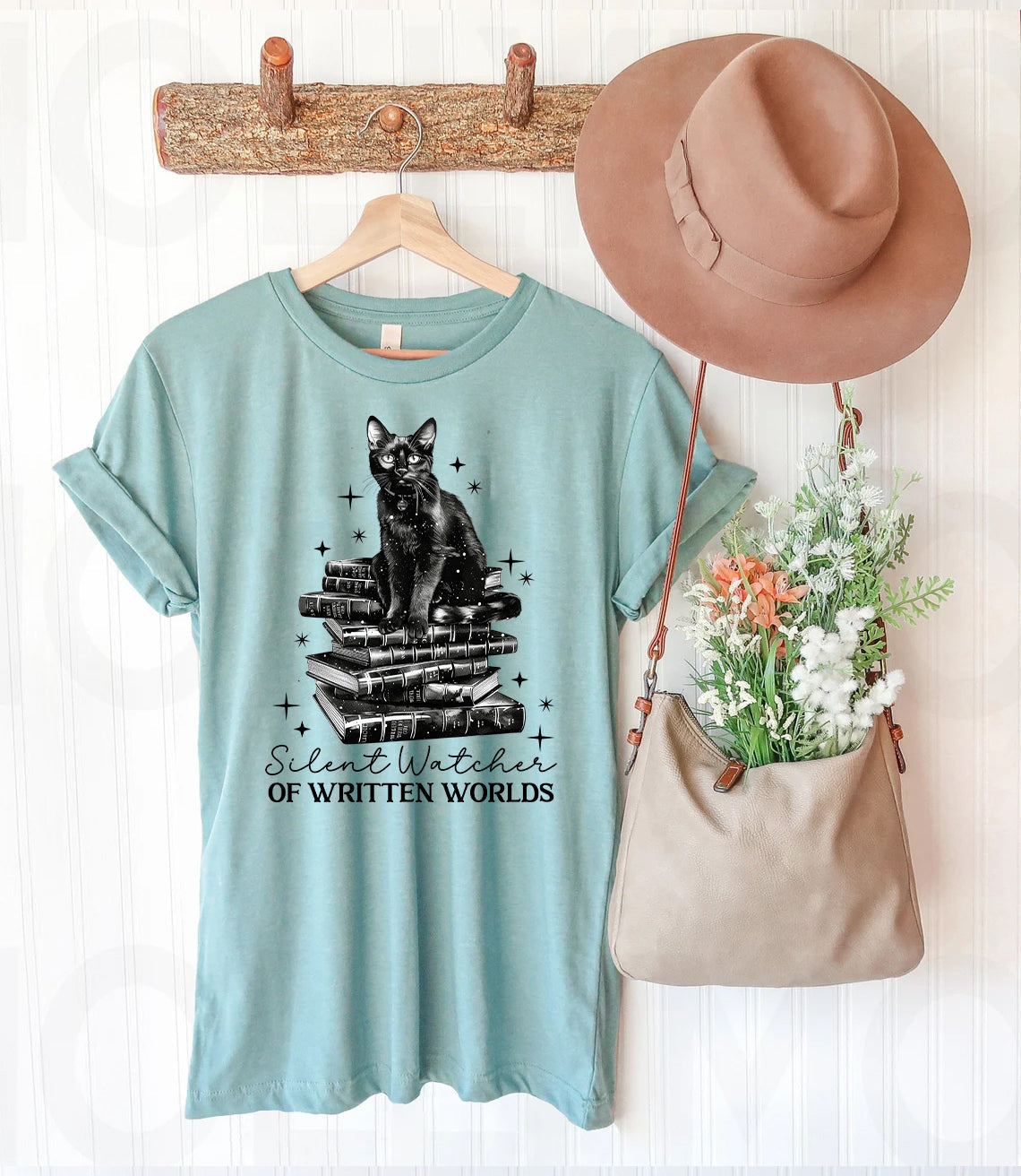 Silent Watcher of Written Worlds Graphic Tee product image 1
