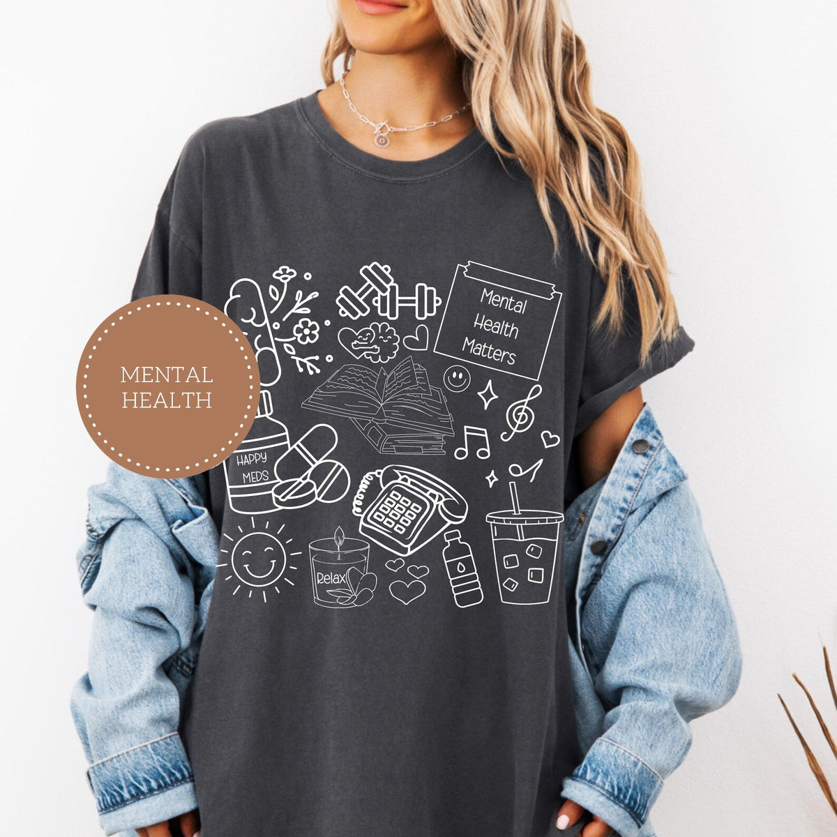 Mental Health Doodle Icons Graphic Tee product image 1