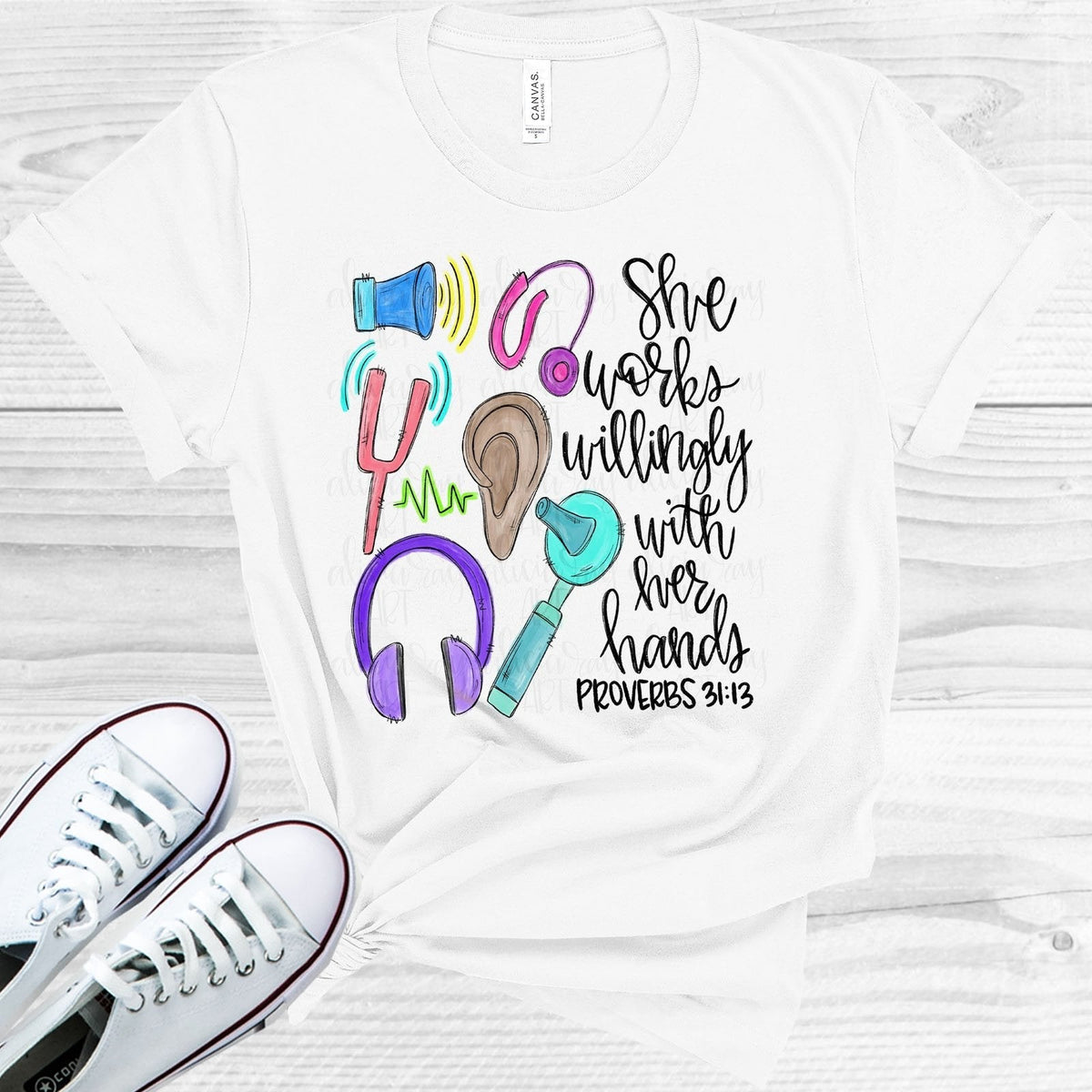 She Works Willingly with Her Hands - Audiologist Graphic Tee product image 1