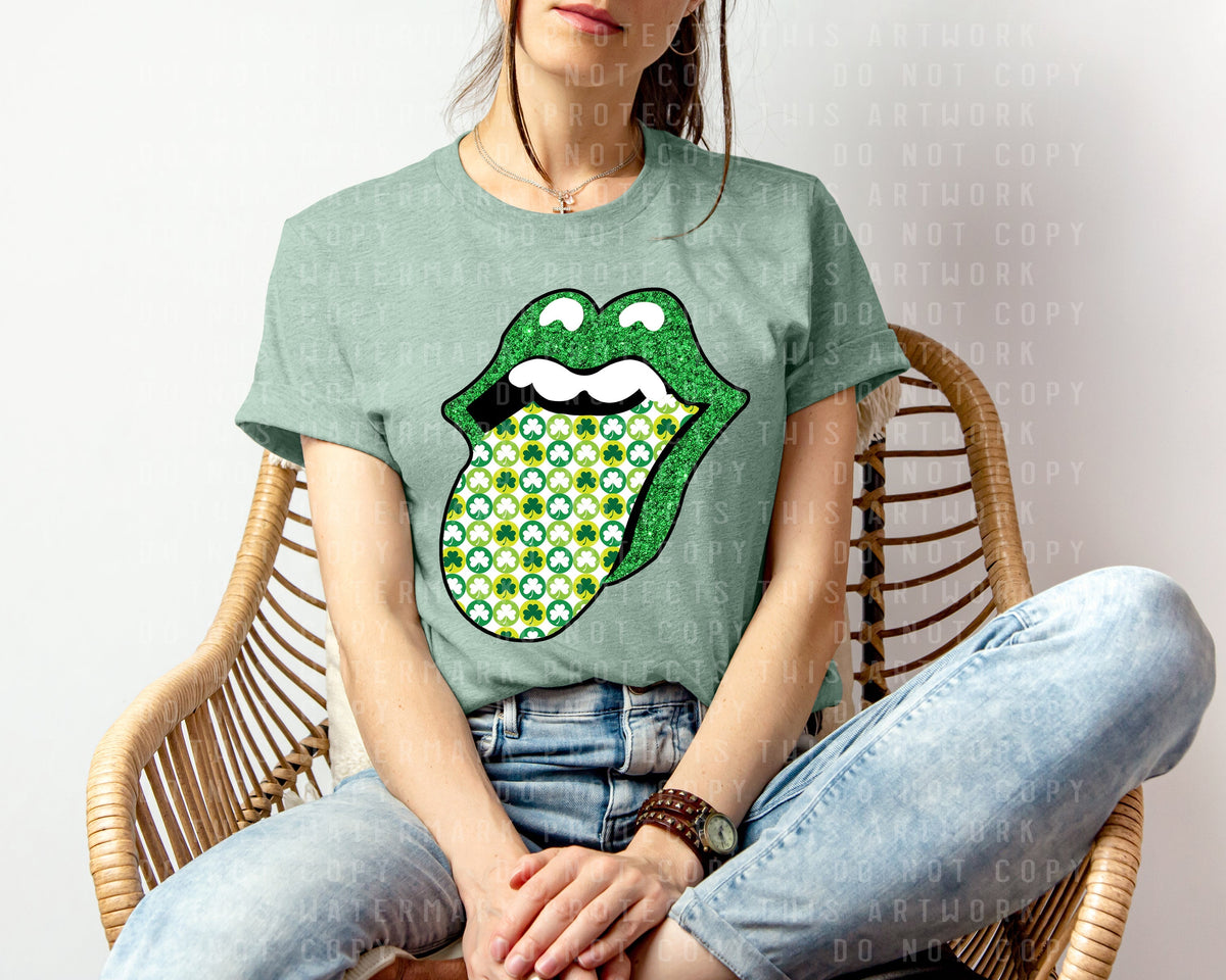 Shamrock Tongue St. Patrick's Day Graphic Tee product image 1