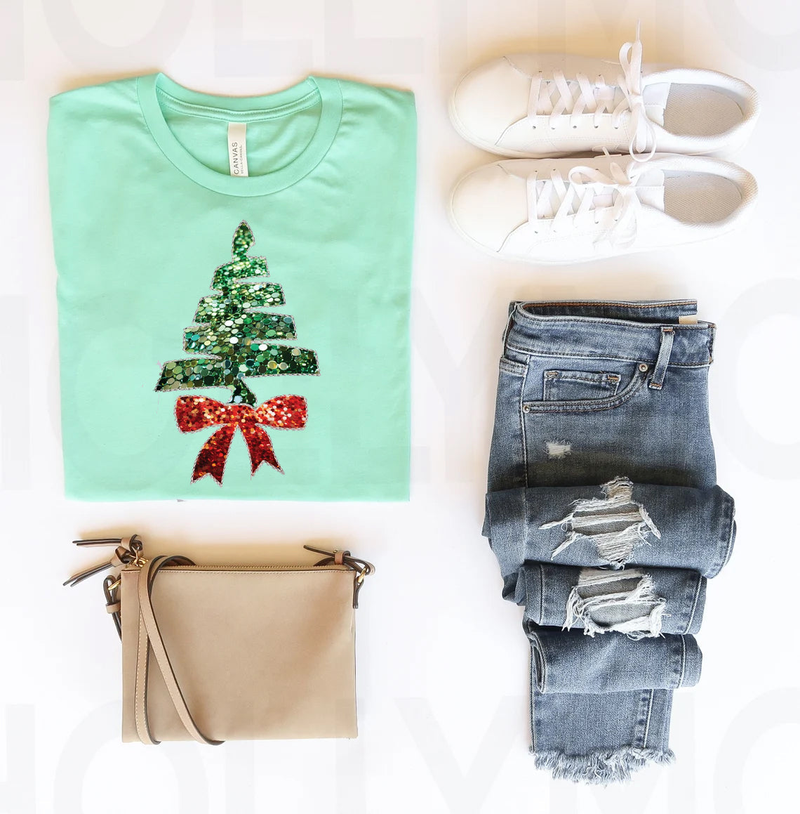 Faux Glitter Christmas Tree Graphic Tee product image 1