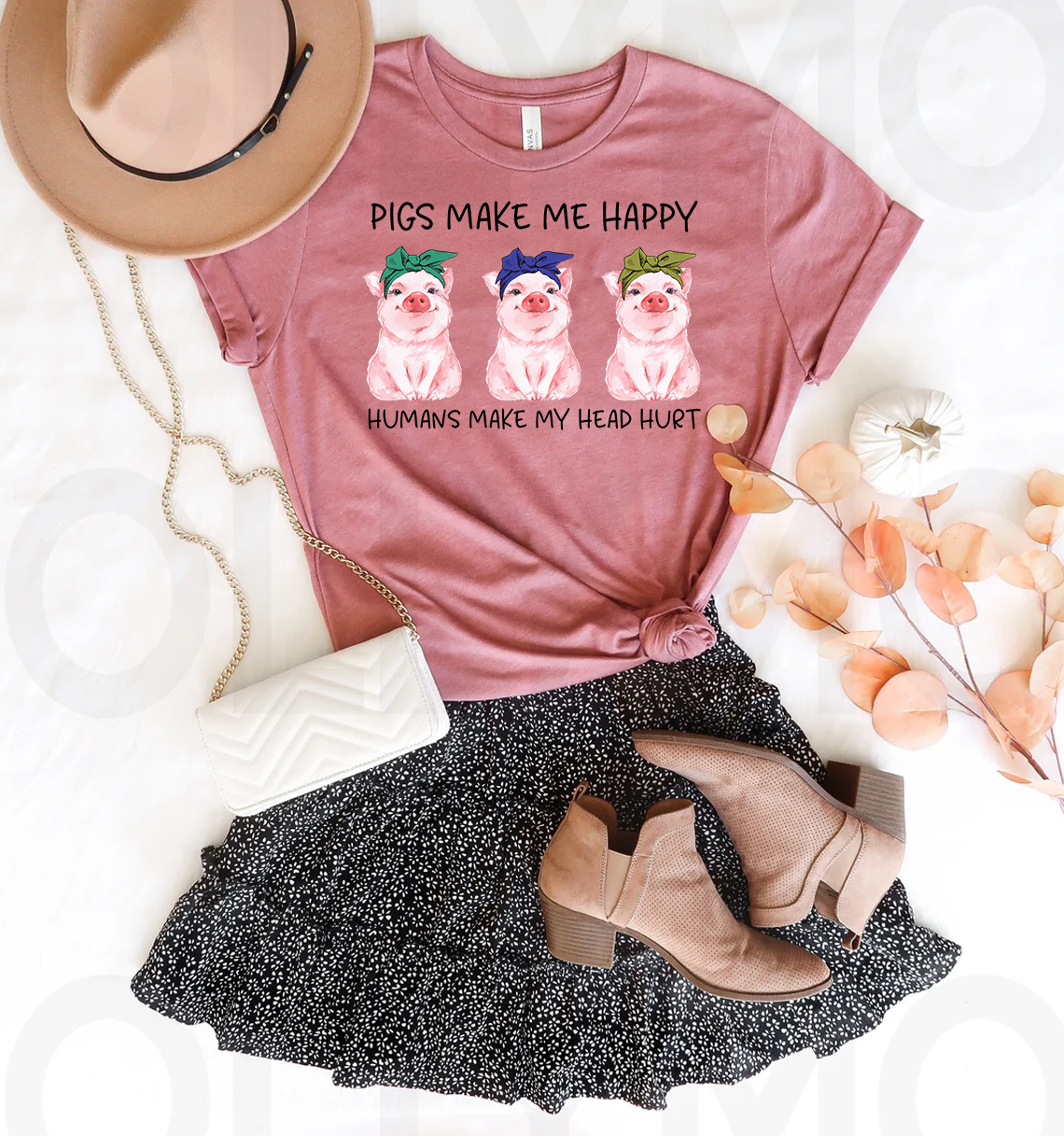 Pigs Make Me Happy Humans My Head Hurt Graphic Tee product image 1