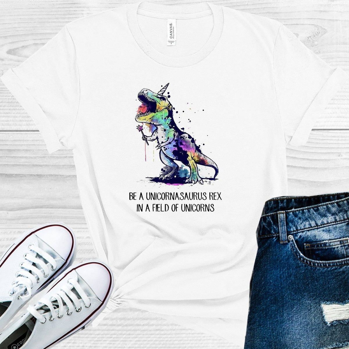 Be a Unicornasaurus Rex in a Field of Unicorns Graphic Tee product image 1